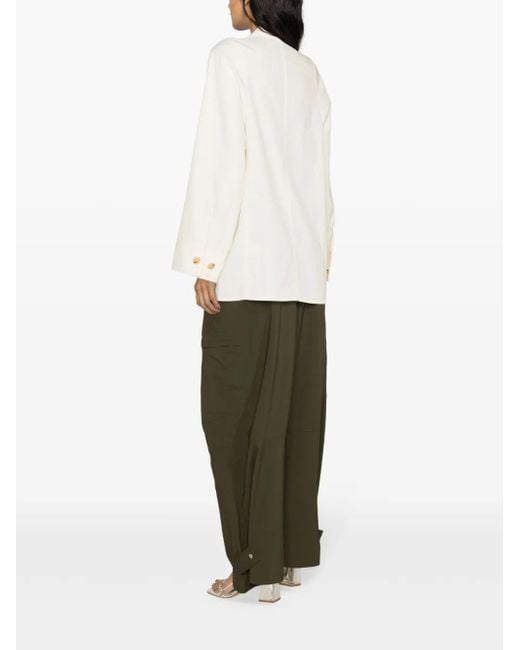 Forte_forte White Single-Breasted Twill Blazer