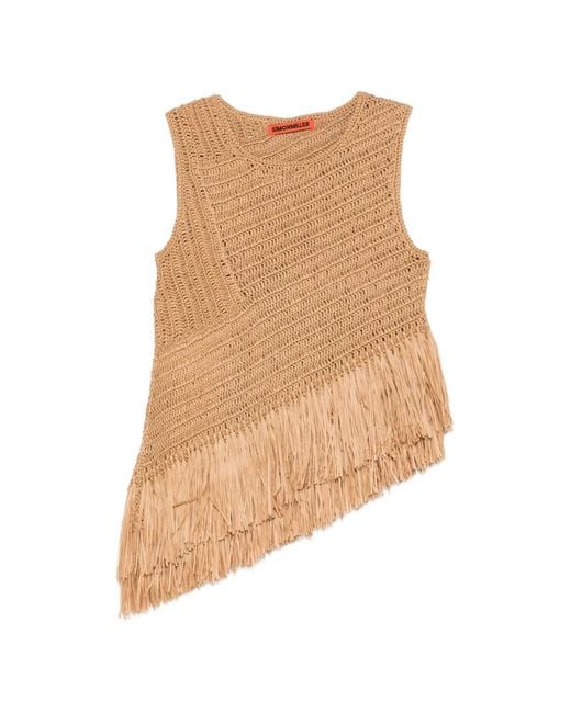 Simon Miller Natural Beja Crochet Sleeveless Top