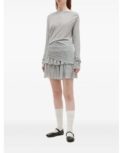 B+ AB Gray Ruffled Mini Skirt