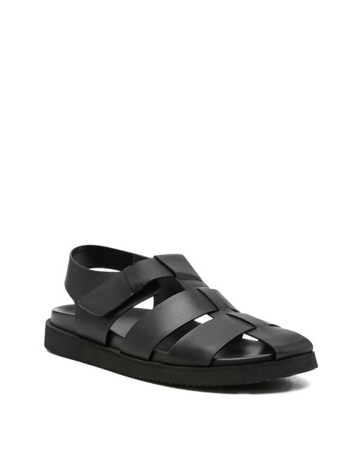 SERGIO MORETTI FIRENZE Black Touch-Strap Caged Sandals for men