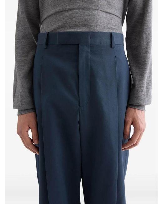 Jil Sander Blue Pressed-Crease Trousers for men