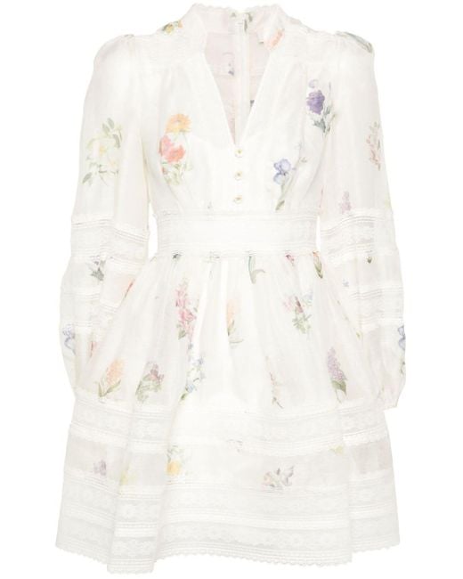 Zimmermann White Natura Floral-Print Dress