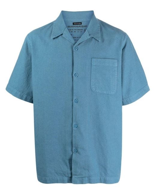 Maharishi Blue Short-sleeve Chest-pocket Shirt for men