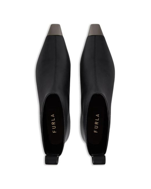 Furla Black Metal Ankle Boots