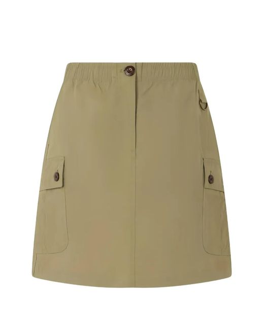 Barbour Green Elasticated-Waist Cargo-Pockets Skirt