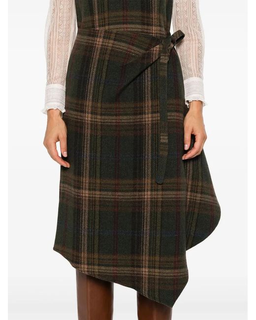 Polo Ralph Lauren Black Plaid-Check Midi Dress