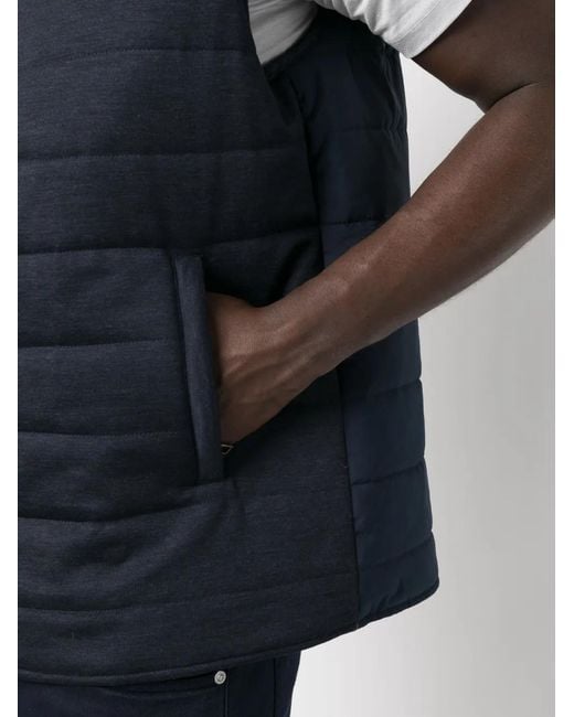 Manzoni 24 Blue Hooded Padded Gilet for men