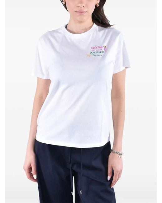 Mc2 Saint Barth White T-Shirt À Logo Brodé