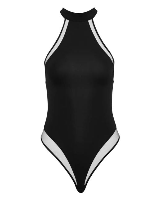 Maison Close Black Pure Tentation Halterneck Thong Bodysuit