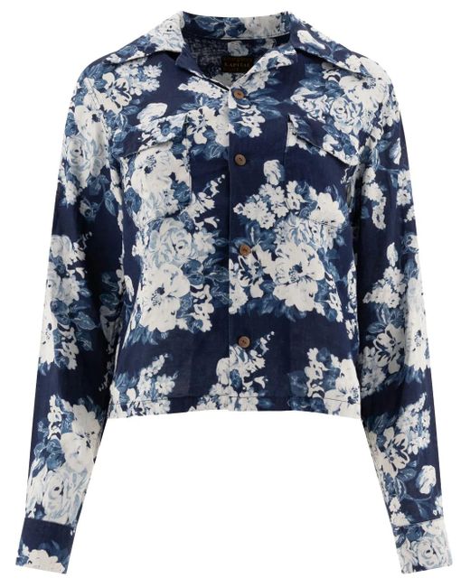 Kapital Blue Champetre Discharge Shirt