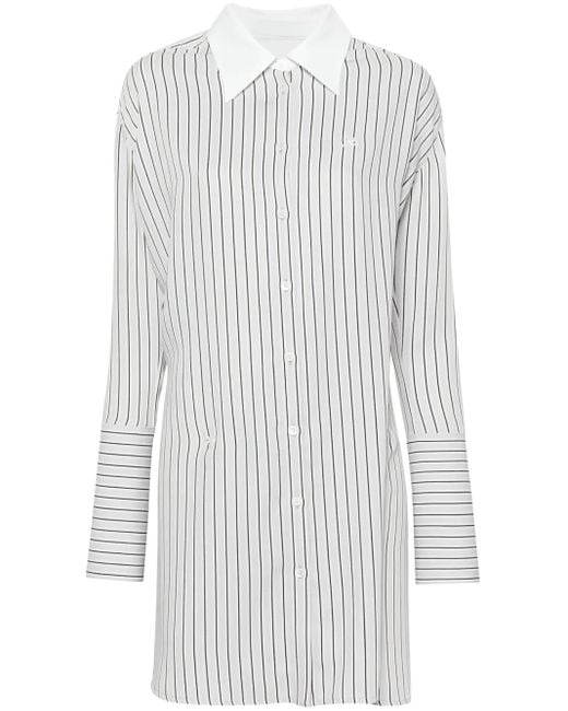 Courreges White Gestreiftes Hemd Mit Logo-Patch