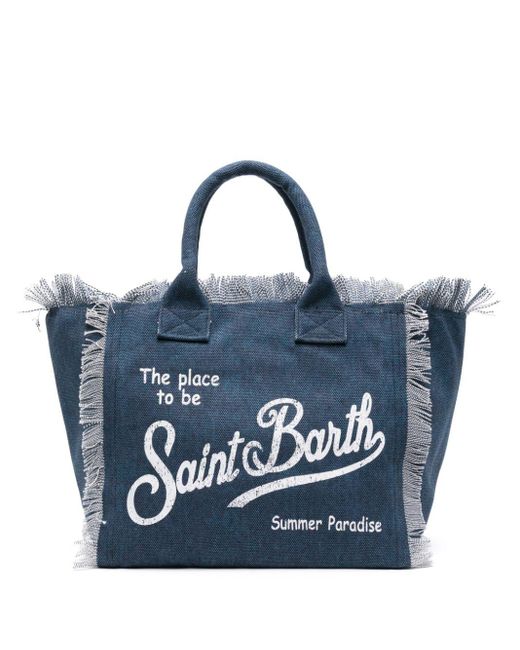 Mc2 Saint Barth Blue Vanity Cotton Beach Bag
