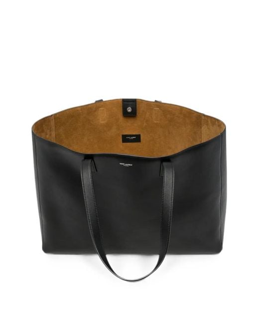 Saint Laurent Black Logo-Stamp Leather Tote Bag for men