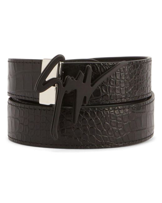 Giuseppe Zanotti Black Giuseppe Crocodile-effect Leather Belt for men