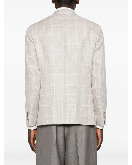 Latorre Gray Check-Pattern Single-Breasted Blazer for men
