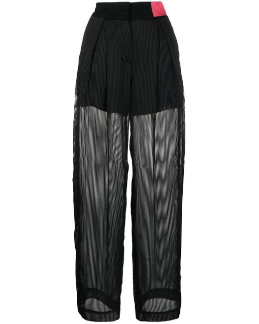 Armani Exchange Black Stripe-pattern Sheen Trousers