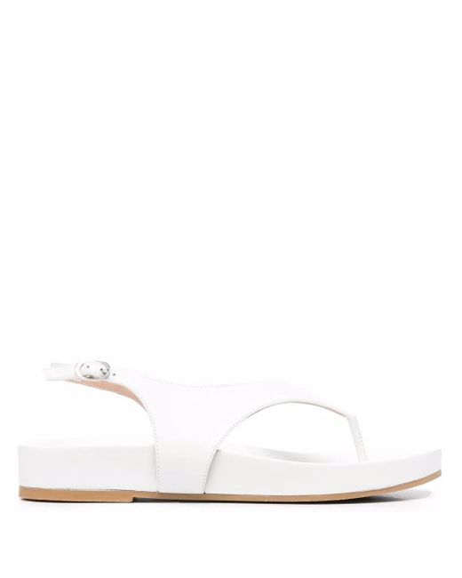 Stuart Weitzman White Summer Thong Open-Toe Sandals