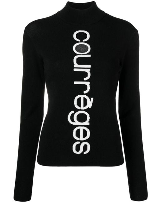 Courreges Black Pullover mit Intarsien-Logo