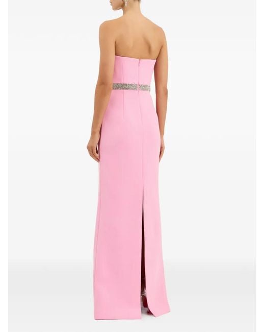 Rebecca Vallance Pink Precious Crystal-Embellished Strapless Gown