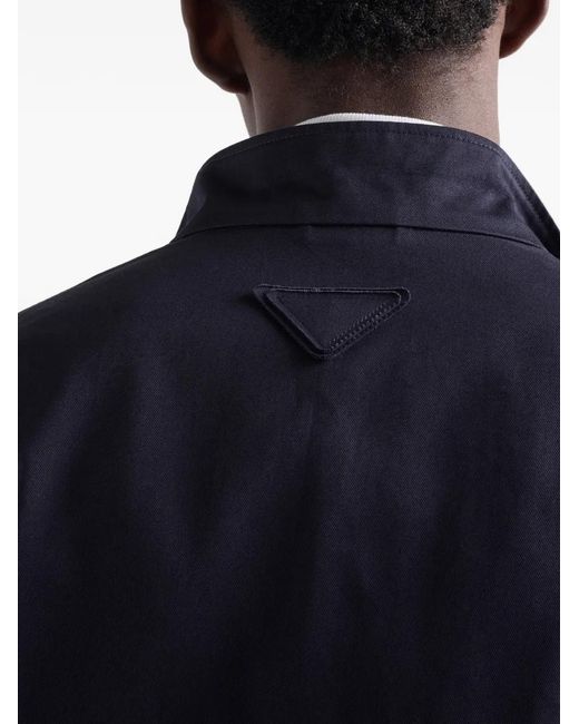 Prada Blue Stand-Up Collar Triangle-Logo Jacket for men