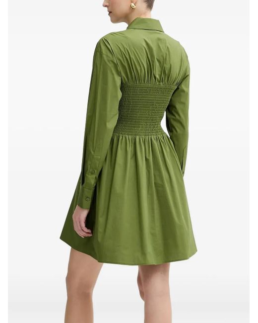 michael kors green shirt dress MICHAEL KORS Green Shirt Dress S Tie Waist Zip Pockets Cotton Casual