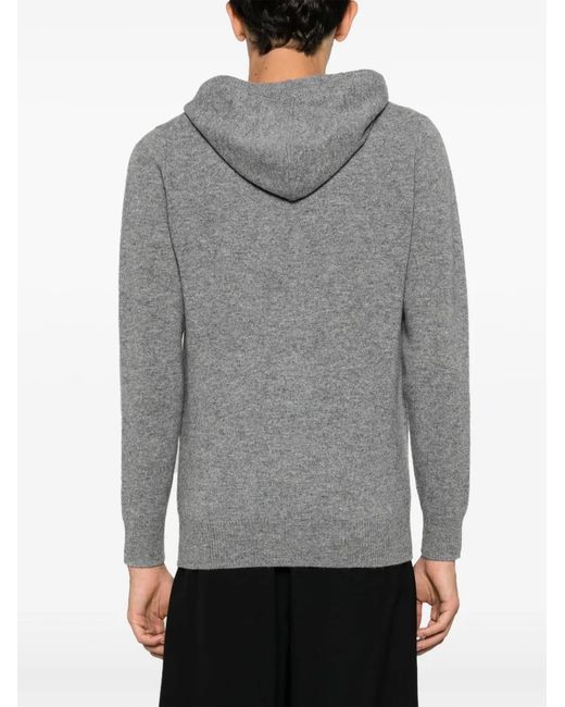 Mc2 Saint Barth Gray Logo-Embroidered Wool Hoodie for men