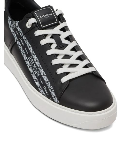 Balmain Multicolor B-Court Chain Logo Calfskin Low-Top Sneakers for men