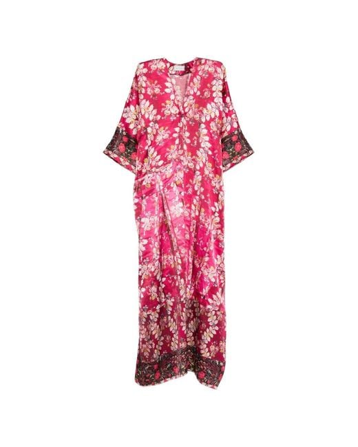 Pierre Louis Mascia Pink Floral V-Neck Maxi Dress