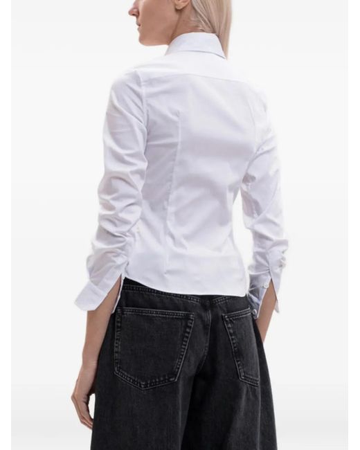 Vetements White Logo-Patch Button-Up Shirt
