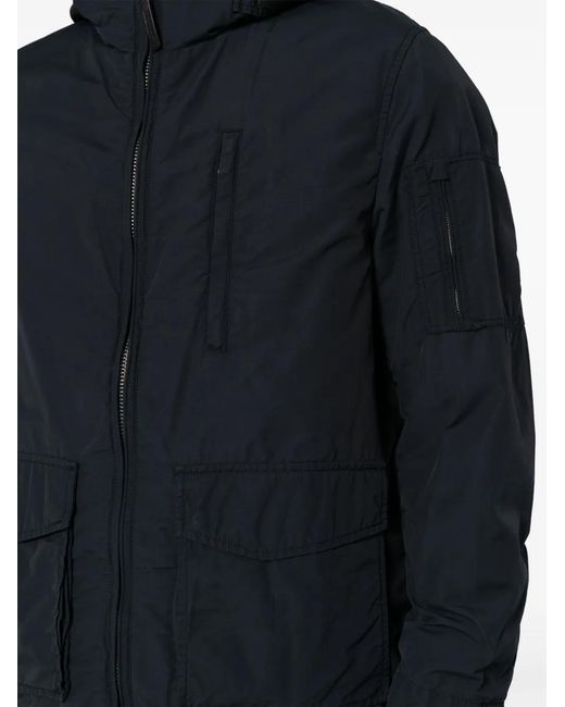 Woolrich Blue Hooded Zip-Up Jacket for men
