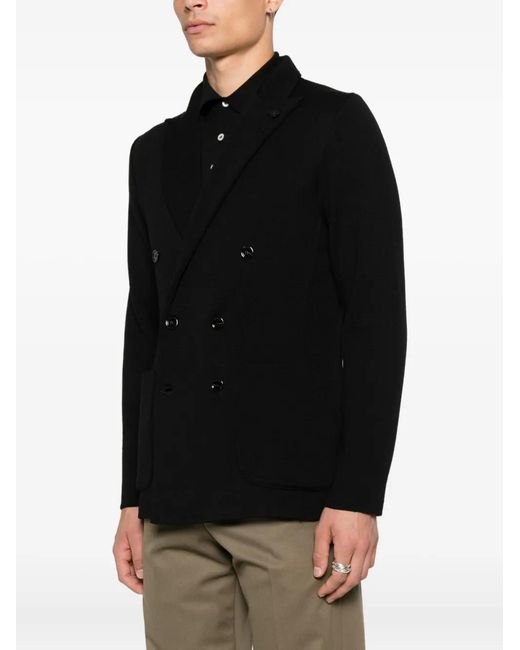 Lardini Black Double-Breasted Wool Jacket for men