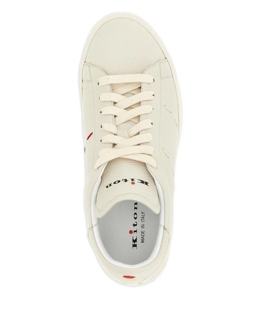 Kiton White Stitching Leather Sneakers for men