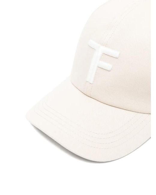 Tom Ford White Logo Canvas Baseball Cap for men