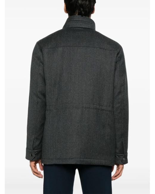 Canali Black Wool Shirt Jacket for men