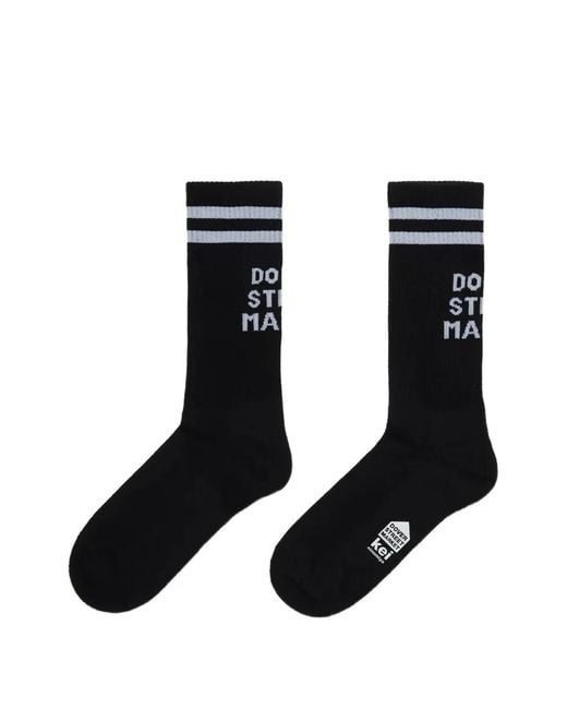 Dover Street Market Black Logo-Intarsia Striped-Trim Socks