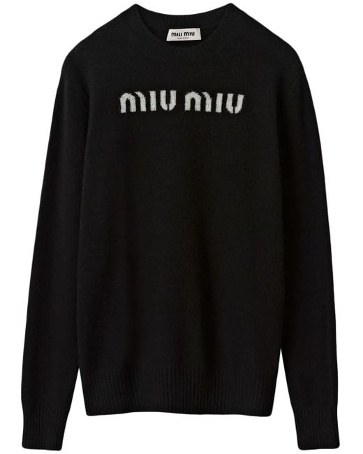 Miu Miu Black Cashmere Logo Sweater