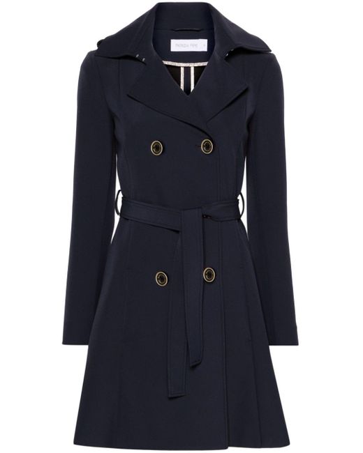Patrizia Pepe Blue Double-breasted Trench Coat