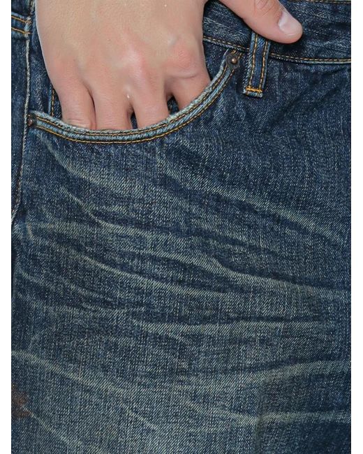 Emporio Armani Blue J22 Whiskered Faded Jeans for men