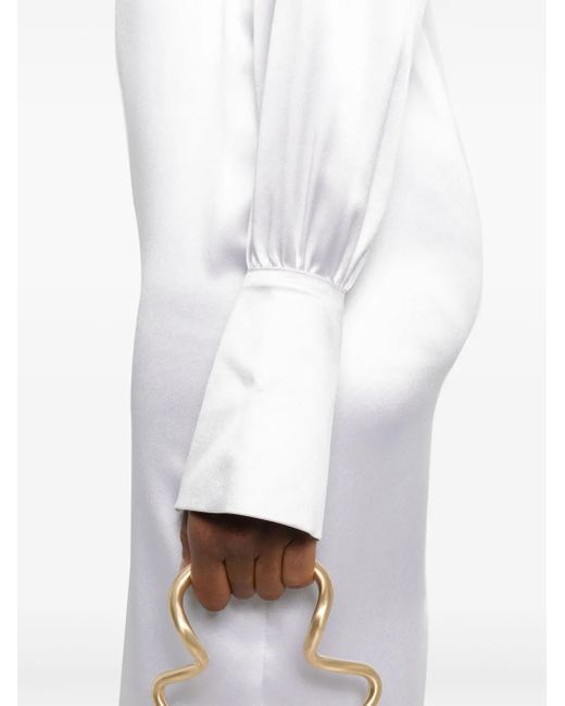Vestiaire d'un Oiseau Libre パデッドショルダー ミディドレス White