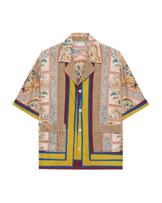 Pierre Louis Mascia Natural Paisley-Print Pocket Shirt