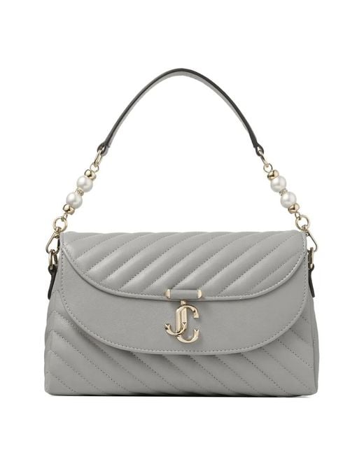 Jimmy Choo Gray Avenue Curve Quilted Tote Bag