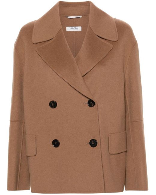 Max Mara Brown Double-breasted Cropped Jacket