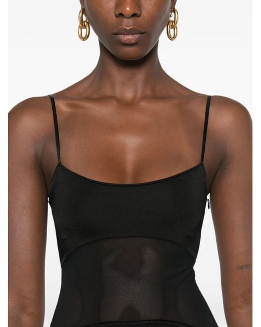 Galvan Black Belladonna Mesh-Panel Maxi Dress