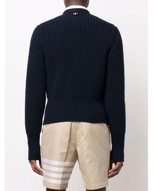 Thom Browne Blue Patch-Pocket Cashmere Cardigan for men