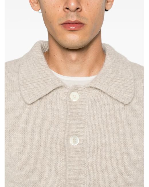 sunflower White Button-Up Collared Sweater for men