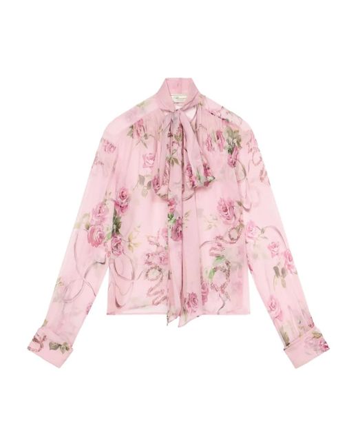 Blumarine Pink Bluse mit Blumen-Print
