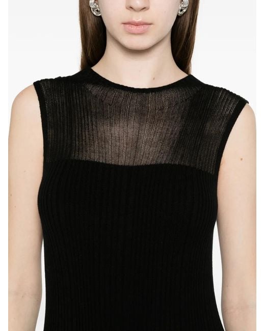 Bompard Black Ribbed Maxi Dress
