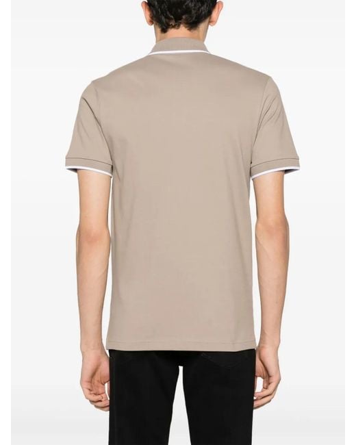 Boss Natural Logo-Patch Piqué Polo Shirt for men