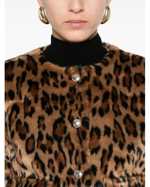 Chaqueta con botones y estampado de leopardo Maje de color Natural