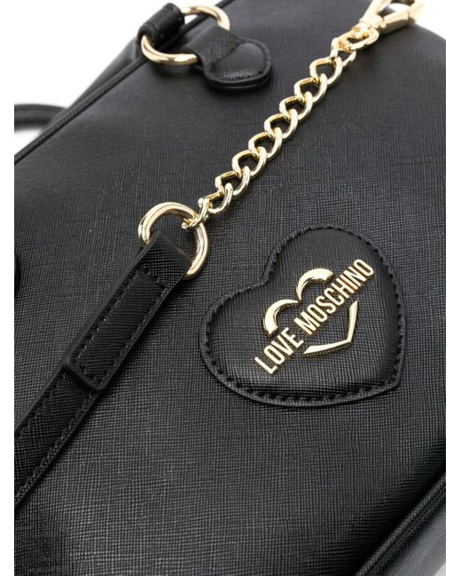 Love Moschino Black Shopper mit Logo-Schild